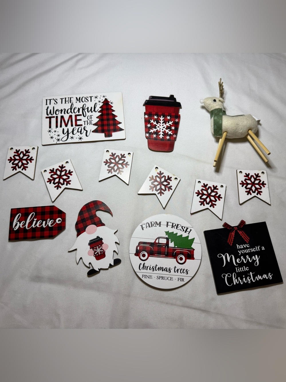 Holiday Farm Fresh Christmas Trees Tray Sign - Red